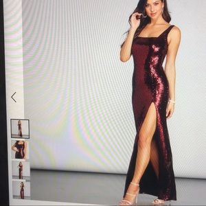 Burgundy Sequin Gown XS